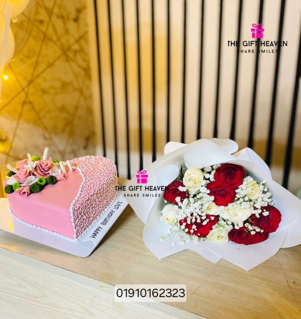 Mix Rpse Bouquet And Cake